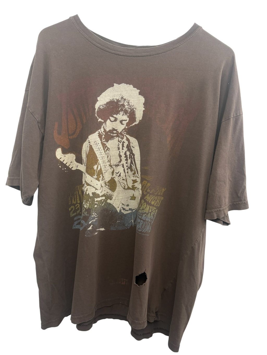 Vintage Jimi Hendrix Santa Clara 2007 Fairgrounds Brown Graphic T-Shirt