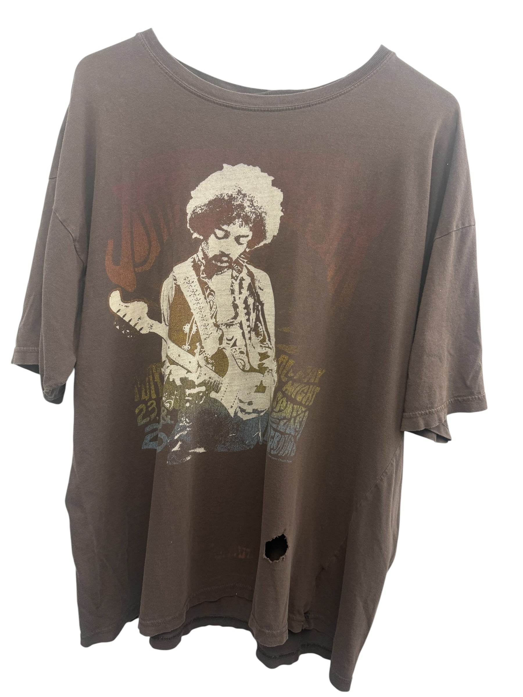Vintage Jimi Hendrix Santa Clara 2007 Fairgrounds Brown Graphic T-Shirt