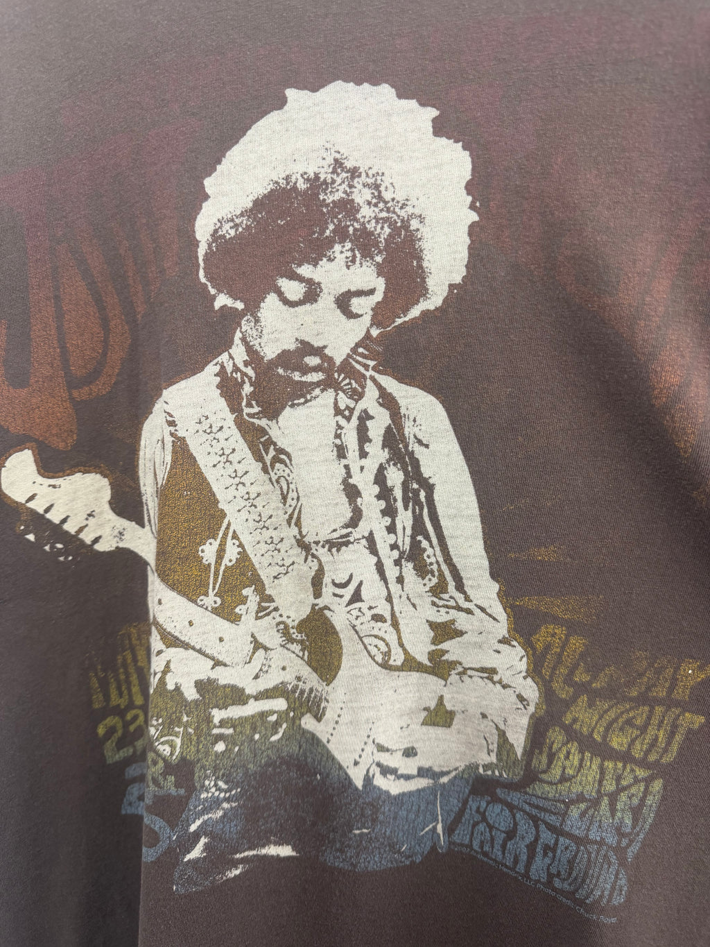 Vintage Jimi Hendrix Santa Clara 2007 Fairgrounds Brown Graphic T-Shirt