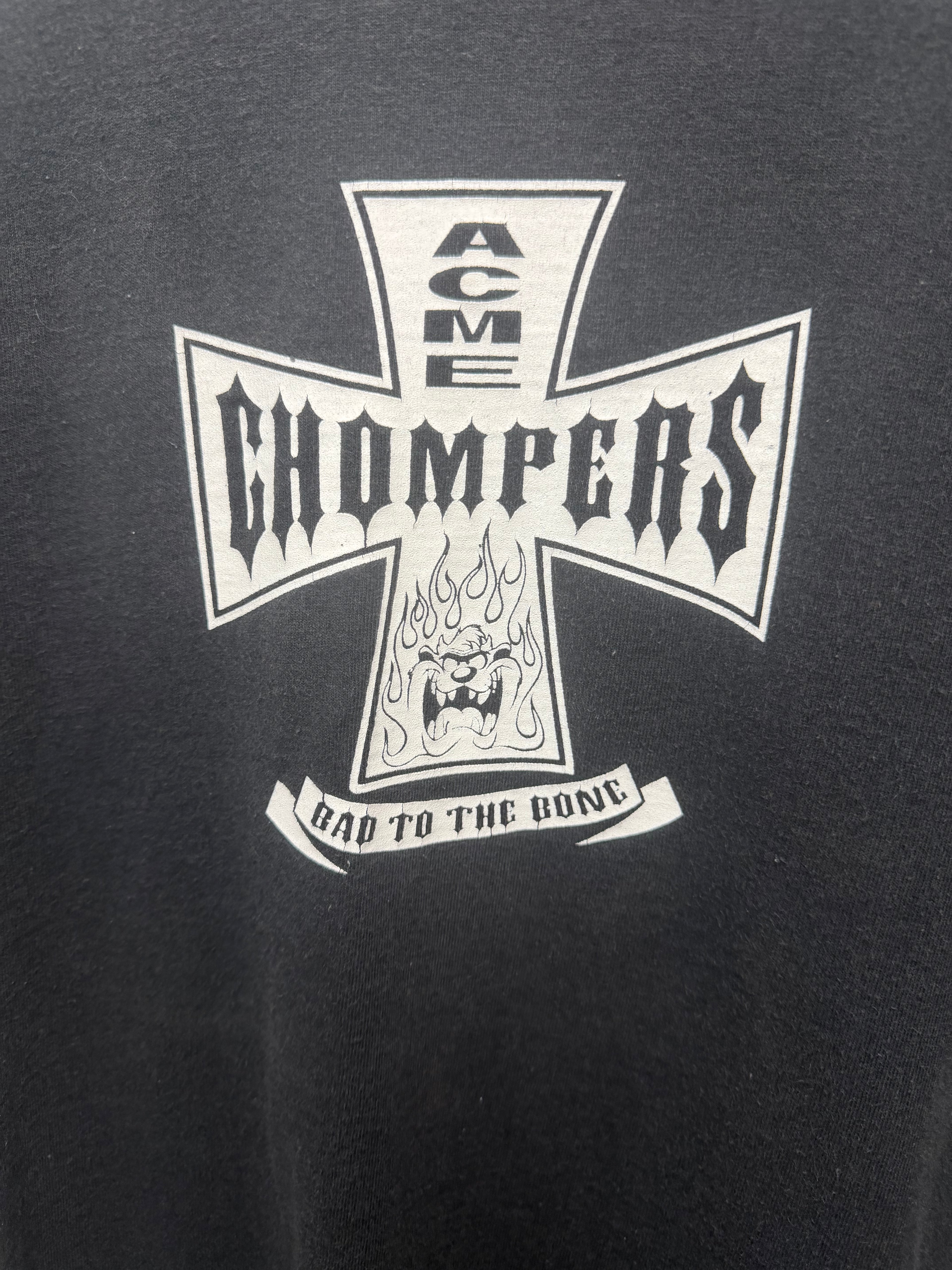Vintage Six Flags Looney Tunes Taz ACME Chompers Bad to the Bone Graphic T-Shirt