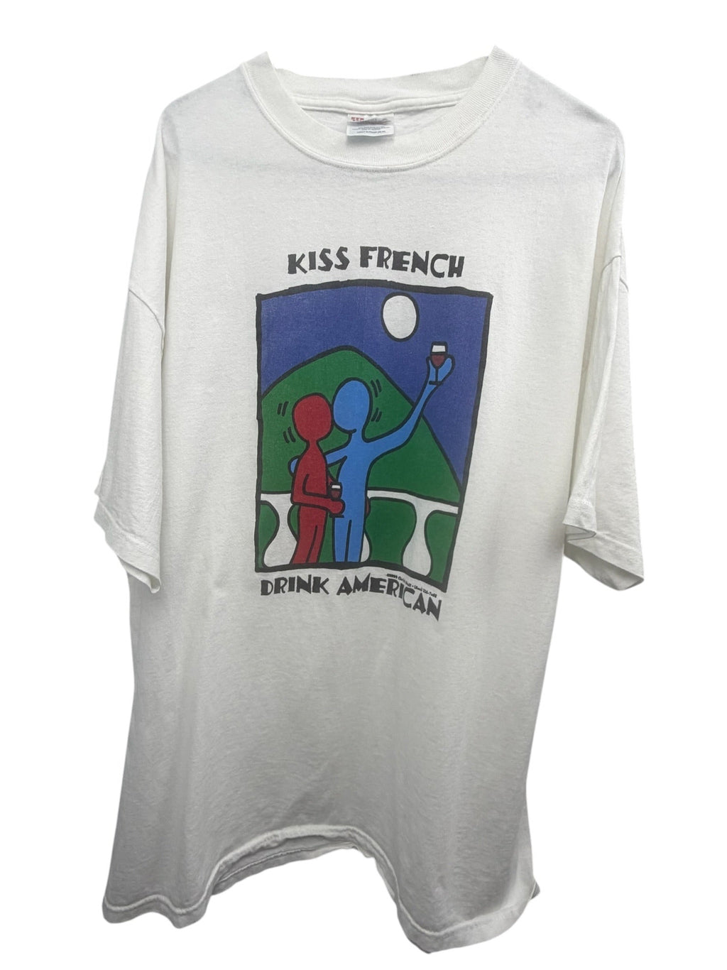 Vintage Keith Haring Kiss French Drink American 1989 Graphic T-Shirt