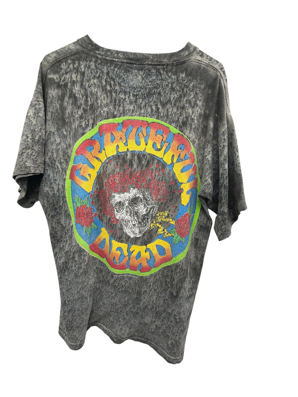 Vintage 1992 Grateful Dead Skull and Roses Acid Wash T-Shirt