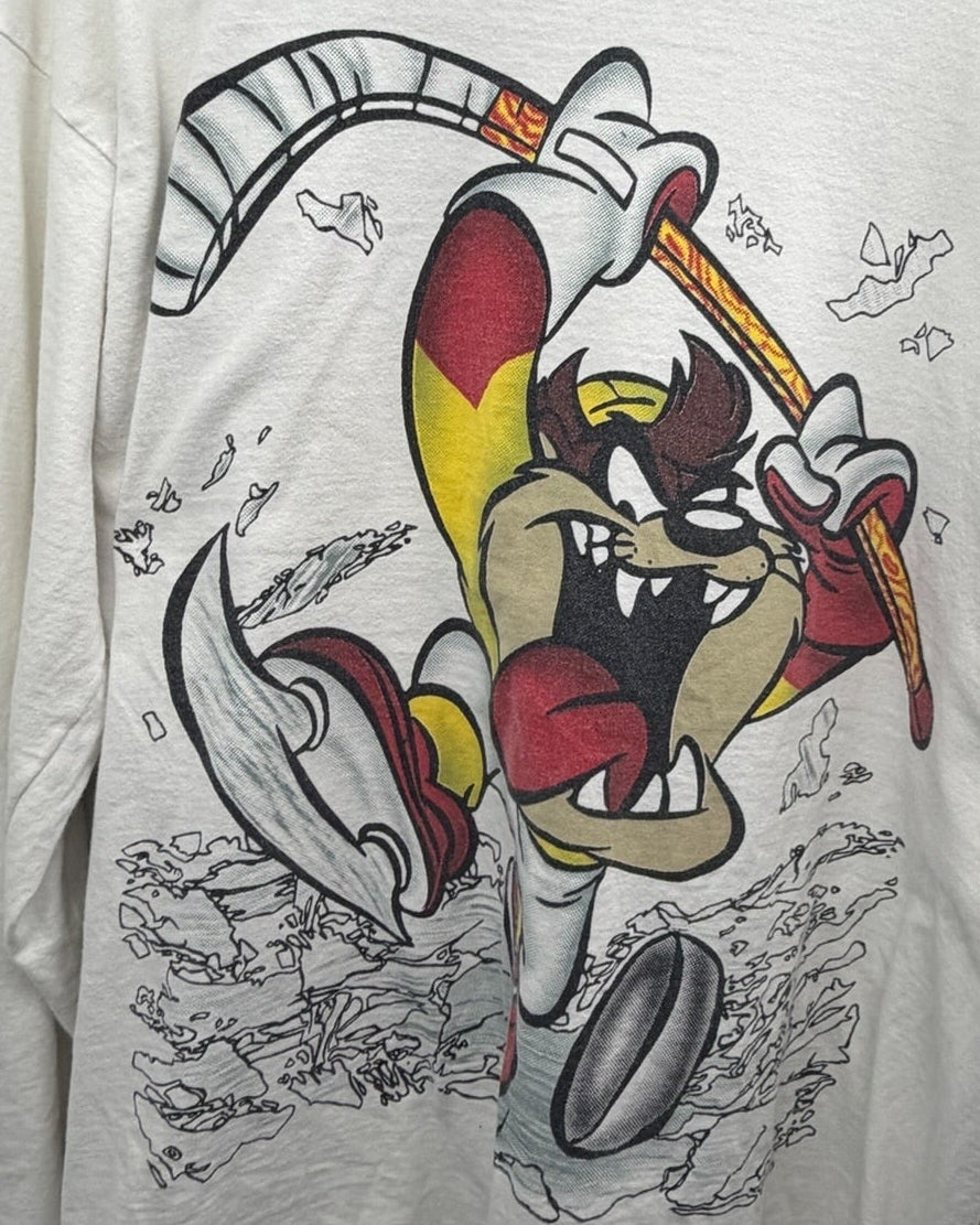 Vintage 1990s Looney Tunes Taz Ice Breaker Hockey Longsleeve
