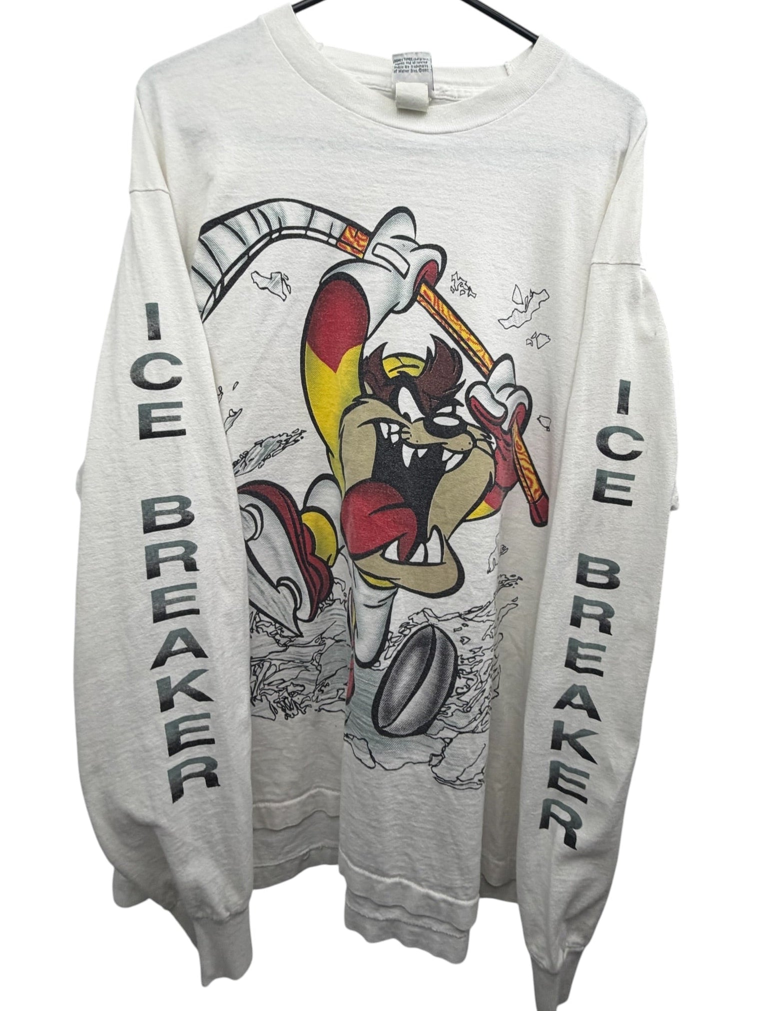 Vintage 1990s Looney Tunes Taz Ice Breaker Hockey Longsleeve