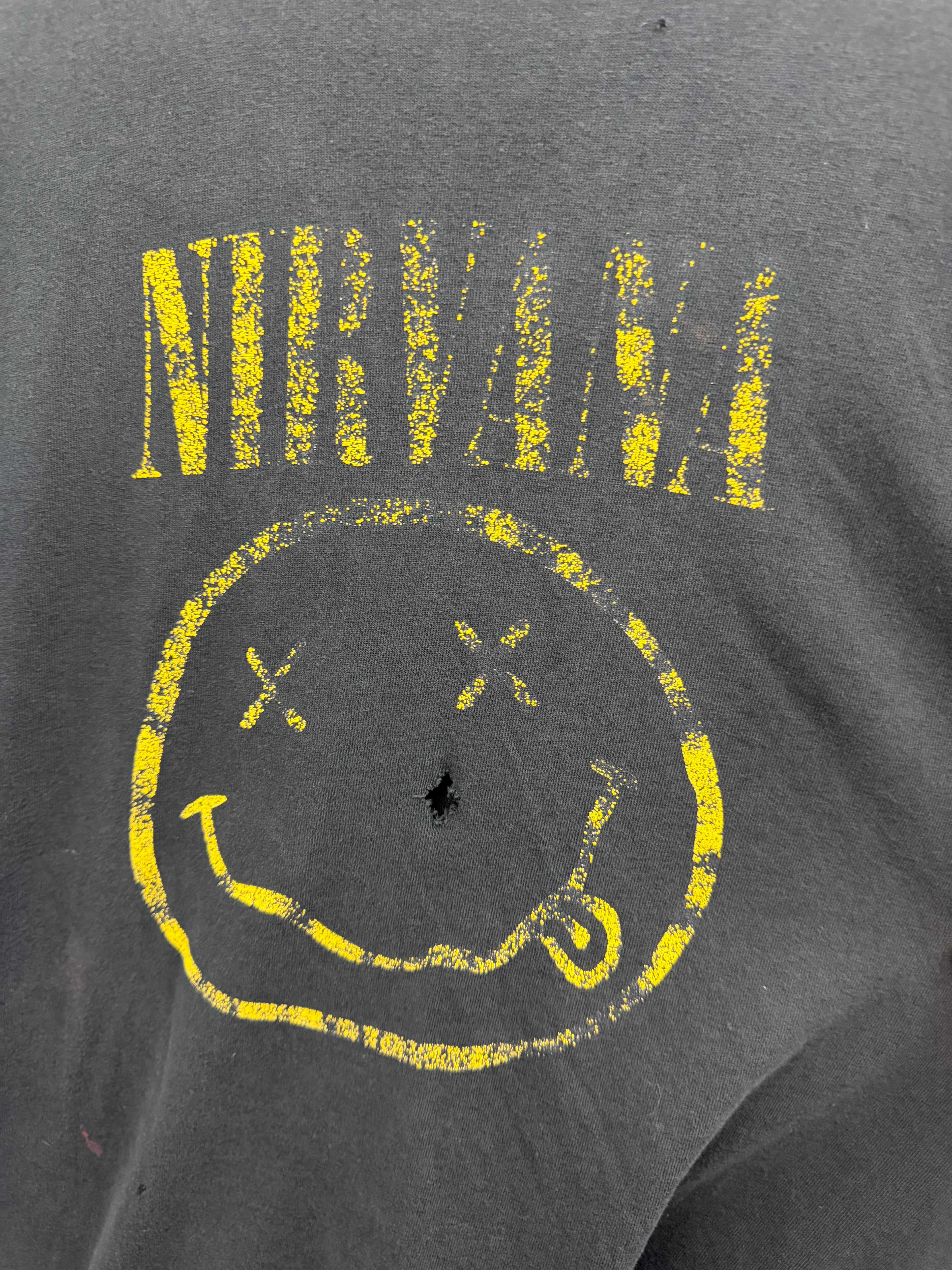 Golden Nirvana Smiley Face Graphic T-Shirt