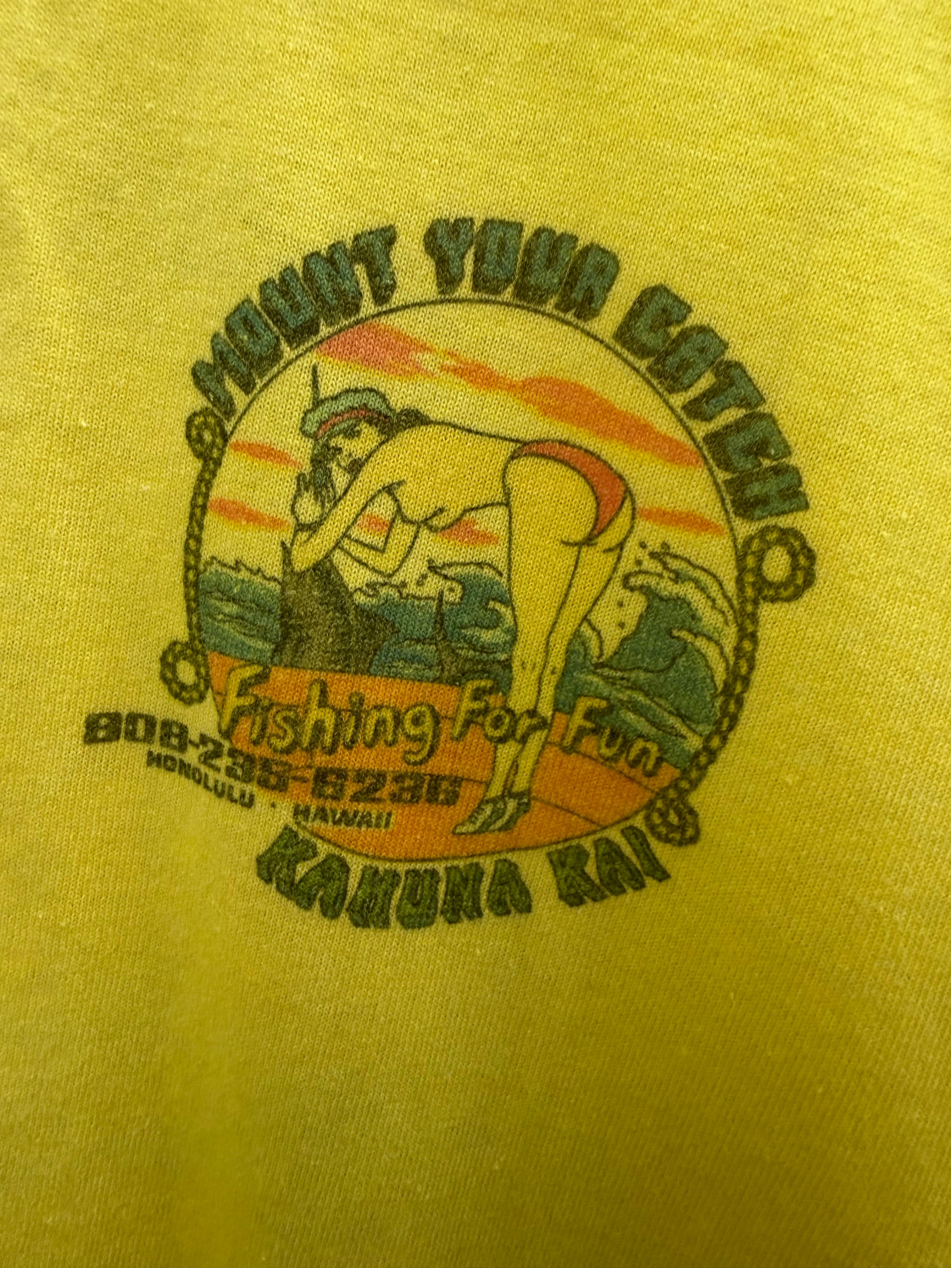 Vintage 80s Kahuna Kai “Mount Your Catch”Fishing Graphic T-Shirt