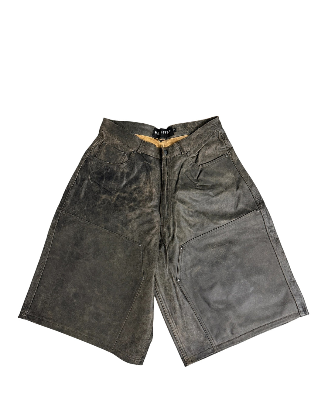 GV Gallery Raspberry Hills Rusted Chocolate Distressed Leather Double Knee Shorts