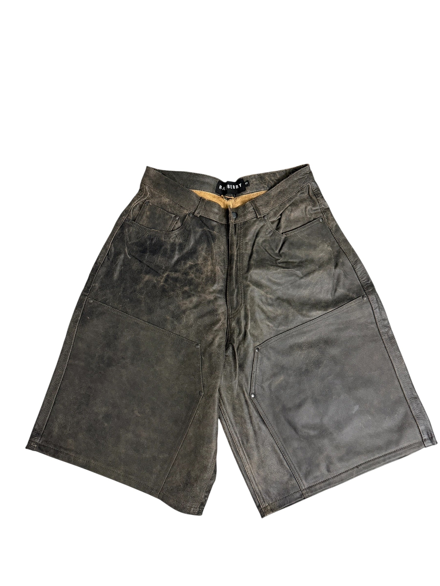 GV Gallery Raspberry Hills Rusted Chocolate Distressed Leather Double Knee Shorts