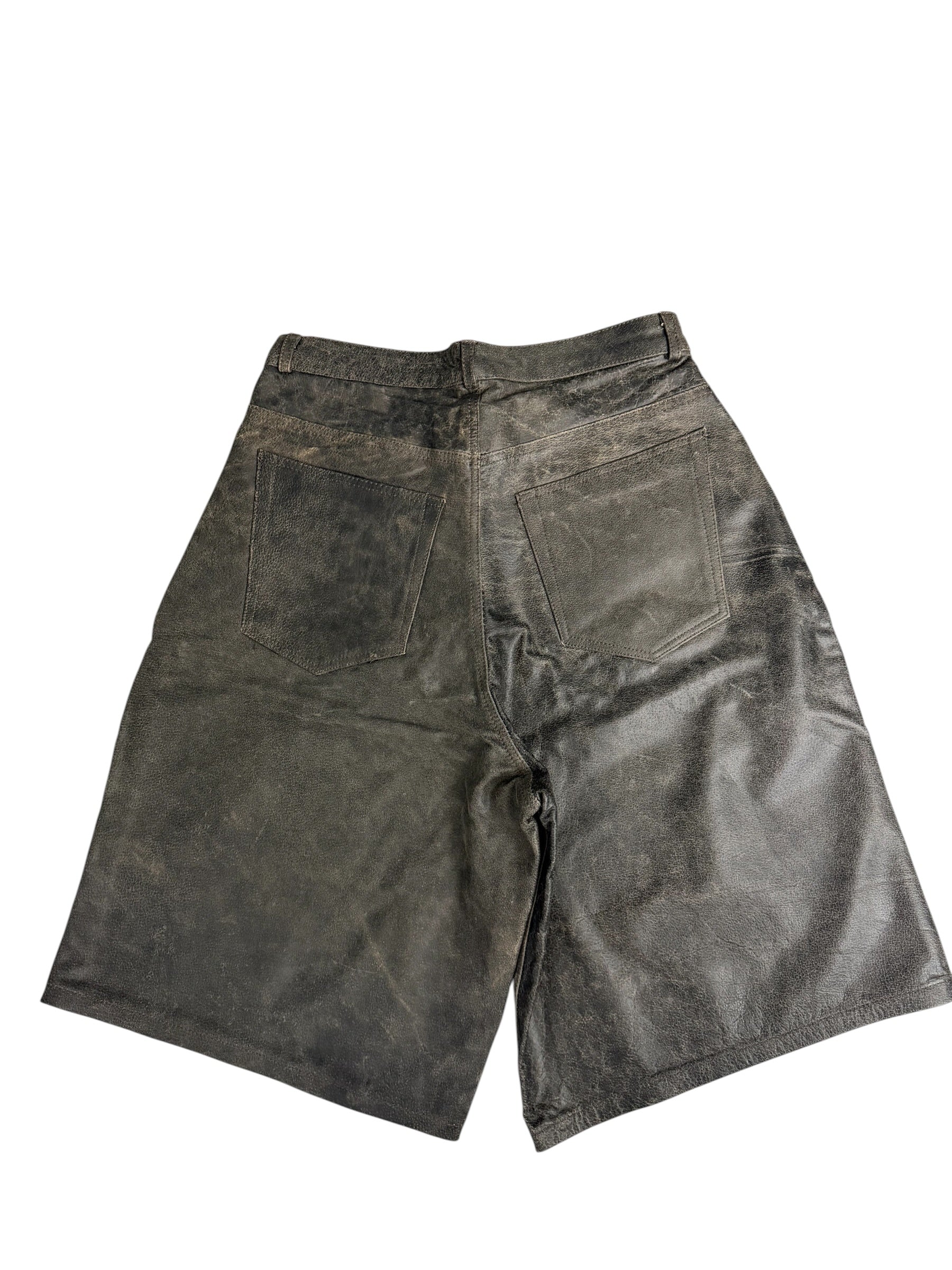 GV Gallery Raspberry Hills Rusted Chocolate Distressed Leather Double Knee Shorts