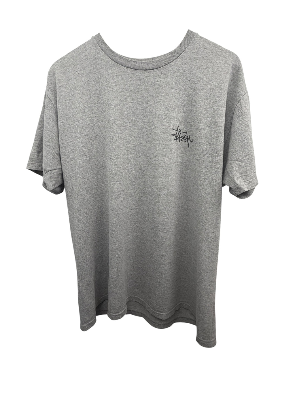 Stussy Basic Logo Grey Cotton T-Shirt