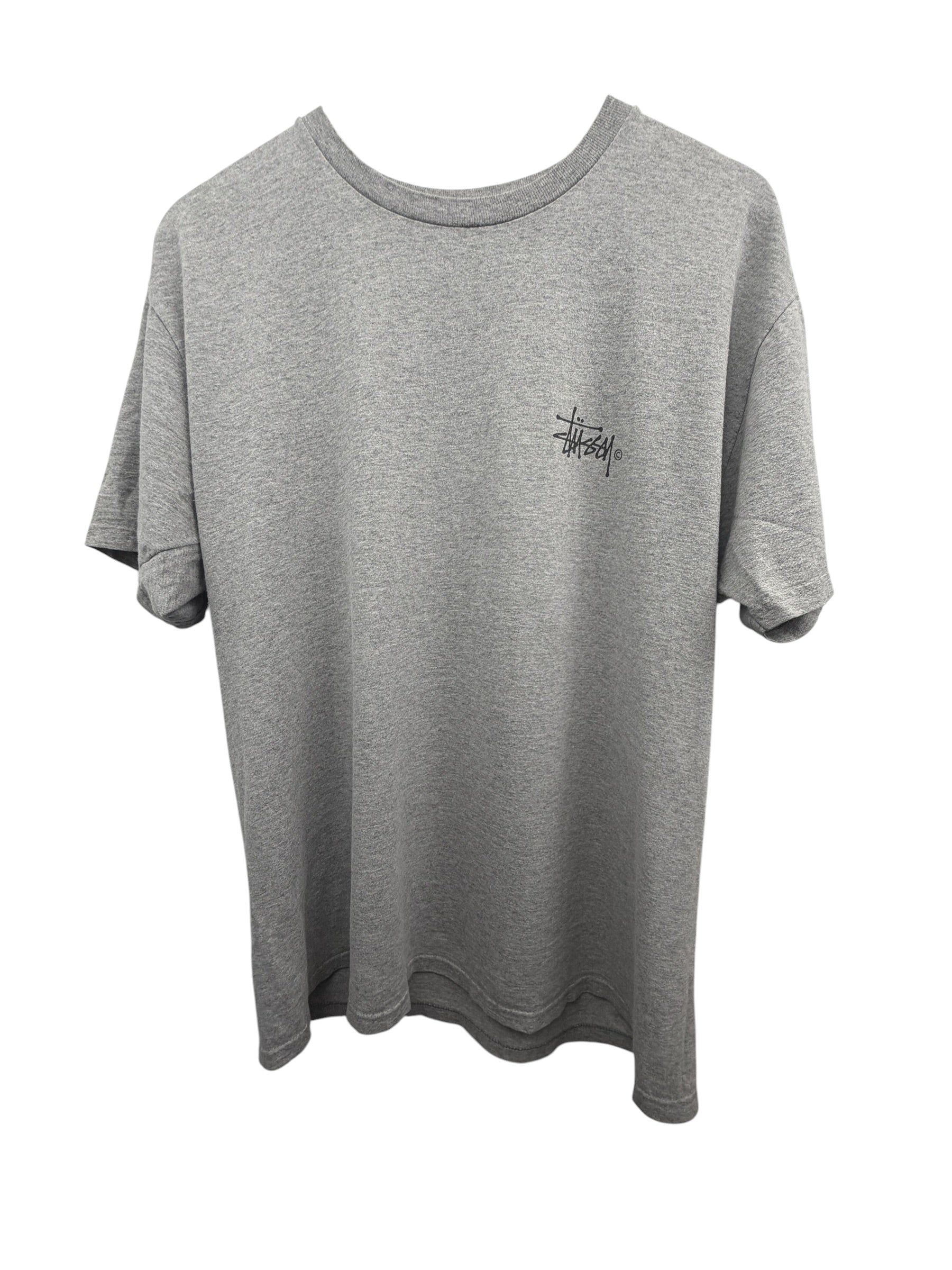 Stussy Basic Logo Grey Cotton T-Shirt