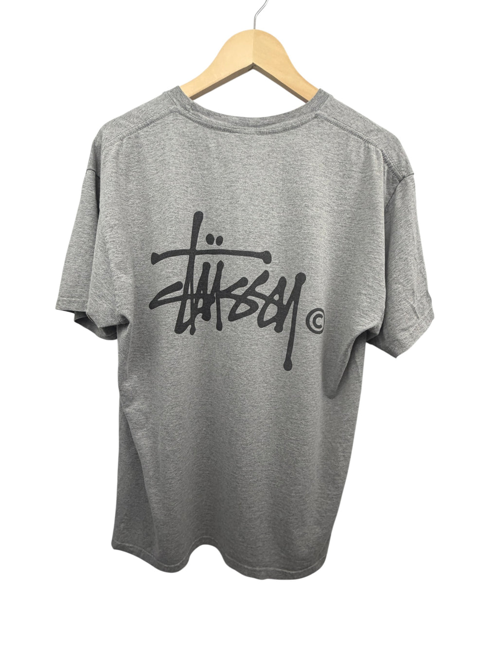 Stussy Basic Logo Grey Cotton T-Shirt