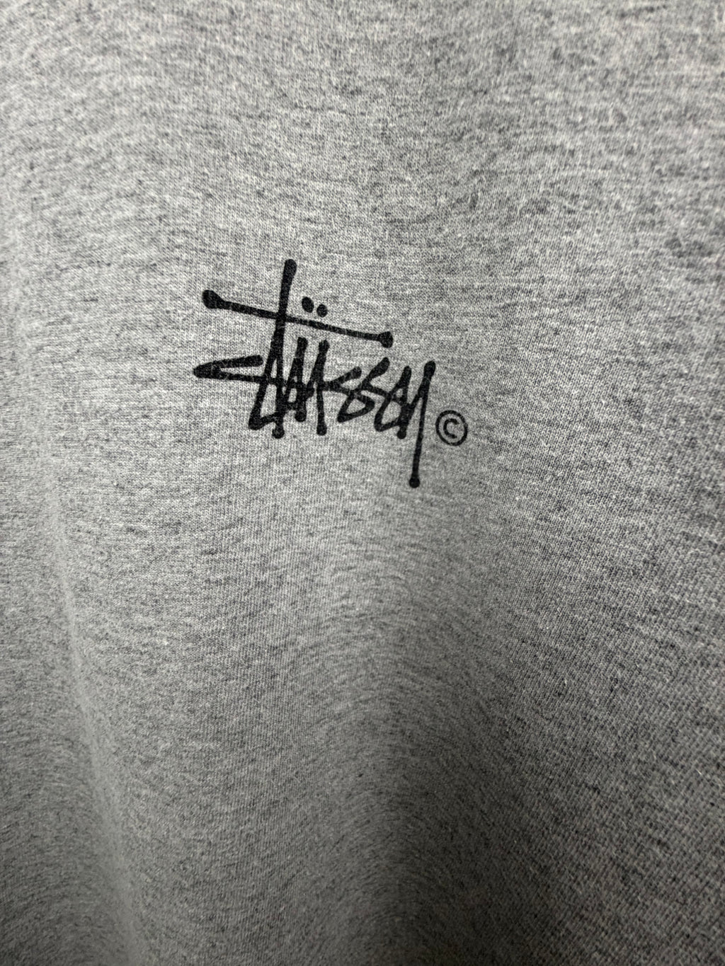Stussy Basic Logo Grey Cotton T-Shirt