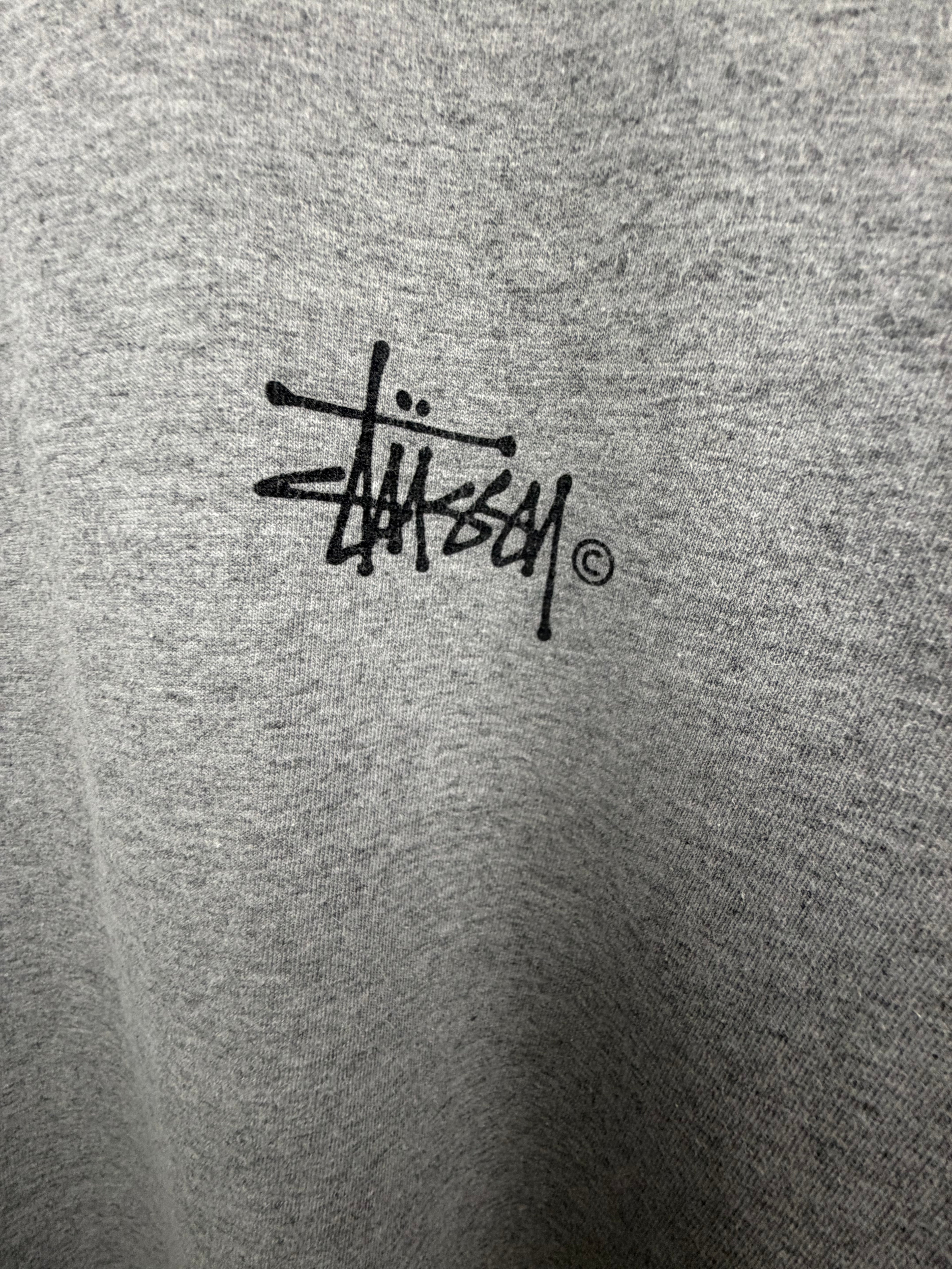Stussy Basic Logo Grey Cotton T-Shirt